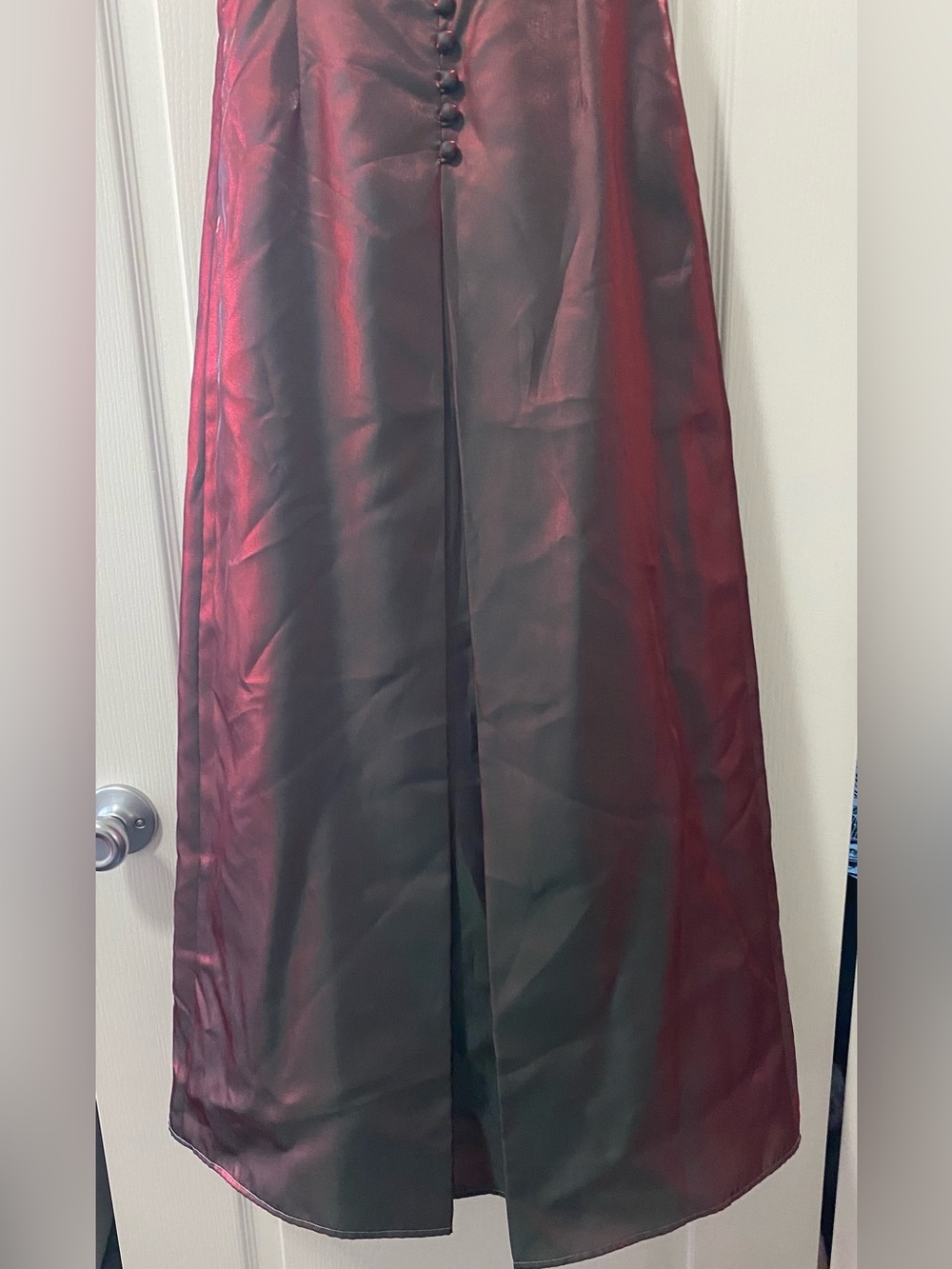 Vintage Y2K Burgandy Iridescent Liquid Satin Maxi Dress Goth Vampy Gown - Picture 8 of 12